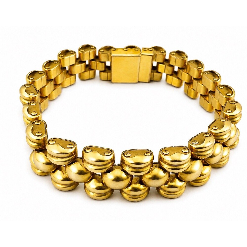 VINTAGE Panther Link 3 Row Switzerland Plaque ORL 20 Microns Geneve G BRACELET